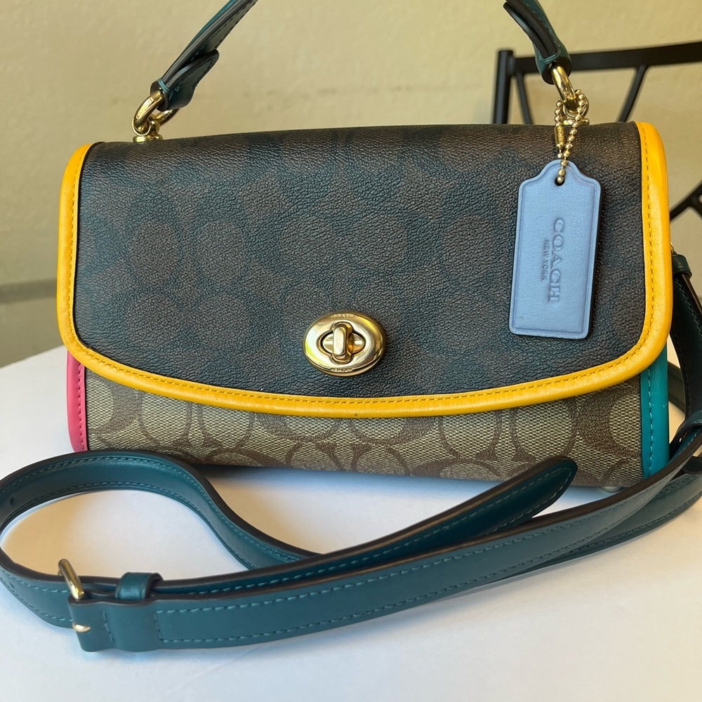 Coach Signature Colorblock Small Top Handle Bag in Multicolor. - Picture 10 of 14